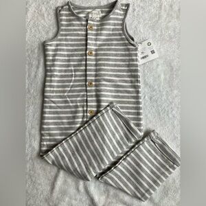 Little planet organics sleeveless romper striped grey off white 3T NWT